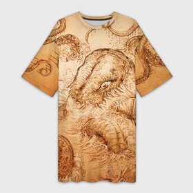 Платье-футболка 3D с принтом Кракен в Кировске,  |  | Тематика изображения на принте: кракен | морское чудовище