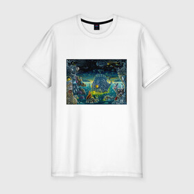 Мужская футболка хлопок Slim с принтом Fabulous water world в Кировске, 92% хлопок, 8% лайкра | приталенный силуэт, круглый вырез ворота, длина до линии бедра, короткий рукав | colors | fish | life | ocean | sea | море | океан