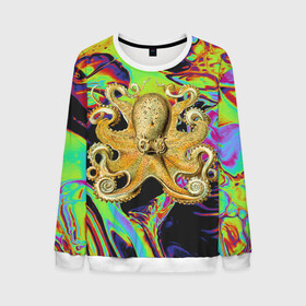 Мужской свитшот 3D с принтом Octopus Ink в Кировске, 100% полиэстер с мягким внутренним слоем | круглый вырез горловины, мягкая резинка на манжетах и поясе, свободная посадка по фигуре | Тематика изображения на принте: abstraction | acid | kraken | ocean | octopus | sea | море | осьминог