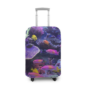 Чехол для чемодана 3D с принтом Коралловые рыбки в Кировске, 86% полиэфир, 14% спандекс | двустороннее нанесение принта, прорези для ручек и колес | дно морское | коралловые | кораллы | море | подводный мир | рыбки