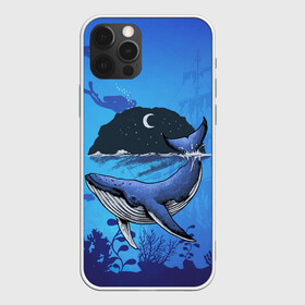 Чехол для iPhone 12 Pro с принтом Синий кит в Кировске, силикон | область печати: задняя сторона чехла, без боковых панелей | дайверы | киты | корабль | море | океан