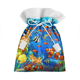 Подарочный 3D мешок с принтом Коралловые рыбки в Кировске, 100% полиэстер | Размер: 29*39 см | Тематика изображения на принте: дно морское | коралловые | кораллы | море | подводный мир | рыбки
