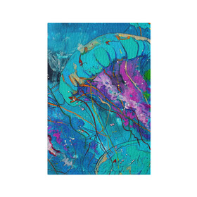 Обложка для паспорта матовая кожа с принтом Красочная медуза в Кировске, натуральная матовая кожа | размер 19,3 х 13,7 см; прозрачные пластиковые крепления | Тематика изображения на принте: красочная медуза | медуза | медуза в море