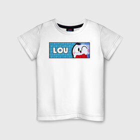 Детская футболка хлопок с принтом LOU (ПЛАШКА) в Кировске, 100% хлопок | круглый вырез горловины, полуприлегающий силуэт, длина до линии бедер | Тематика изображения на принте: android | brawl | brawl stars | clash | game | lou | stars | андроид | игра | мобильные игры