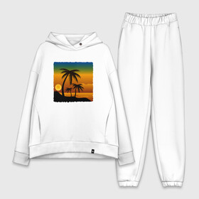 Женский костюм хлопок Oversize с принтом ЗАКАТ в Кировске,  |  | beach | ocean | palm trees | sea | summer | sun | sunset | vacation | закат | лето | море | океан | отдых | отпуск | пальмы | пляж | солнце