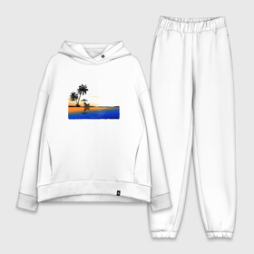 Женский костюм хлопок Oversize с принтом ПЛЯЖ в Кировске,  |  | beach | ocean | palm trees | sea | summer | sun | sunset | vacation | закат | лето | море | океан | отдых | отпуск | пальмы | песок | пляж | солнце