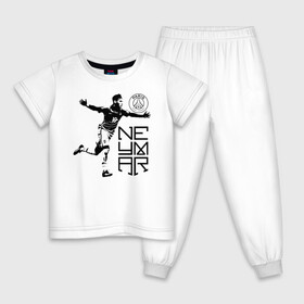 Детская пижама хлопок с принтом NEYMAR Paris Saint-Germain в Кировске, 100% хлопок |  брюки и футболка прямого кроя, без карманов, на брюках мягкая резинка на поясе и по низу штанин
 | brazil | champions | fifa | junior | neymar | neymar jr | paris saint germain | psg | uefa | бразилия | джуниор | младший | наймар | неймар | пари сен жермен | петух | псж | сборная бразилии | уефа | фифа | футбик | футбол 