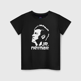 Детская футболка хлопок с принтом Jr.Neymar белый профиль в Кировске, 100% хлопок | круглый вырез горловины, полуприлегающий силуэт, длина до линии бедер | brazil | champions | fifa | junior | neymar | neymar jr | paris saint germain | psg | uefa | бразилия | джуниор | младший | наймар | неймар | пари сен жермен | петух | псж | сборная бразилии | уефа | фифа | футбик | футбол 