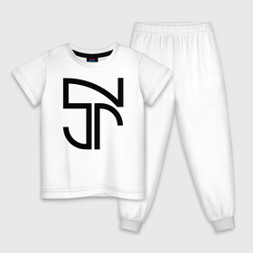 Детская пижама хлопок с принтом Неймар черный логотип в Кировске, 100% хлопок |  брюки и футболка прямого кроя, без карманов, на брюках мягкая резинка на поясе и по низу штанин
 | brazil | champions | fifa | junior | neymar | neymar jr | paris saint germain | psg | uefa | бразилия | джуниор | младший | наймар | неймар | пари сен жермен | петух | псж | сборная бразилии | уефа | фифа | футбик | футбол 