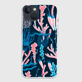 Чехол для iPhone 13 с принтом Подводный мир в Кировске,  |  | colorful | coral | deep | sea | seamless | seaweed | водоросли | глубокий | коралл | красочный | паттерн | подводный мир