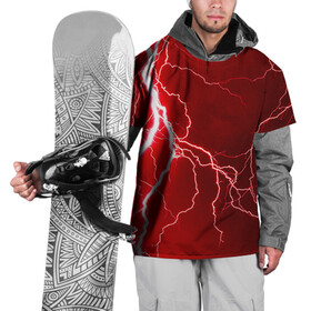 Накидка на куртку 3D с принтом Red Lightning в Кировске, 100% полиэстер |  | energy | fire | lightning | storm | thunder