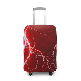 Чехол для чемодана 3D с принтом Red Lightning в Кировске, 86% полиэфир, 14% спандекс | двустороннее нанесение принта, прорези для ручек и колес | energy | fire | lightning | storm | thunder