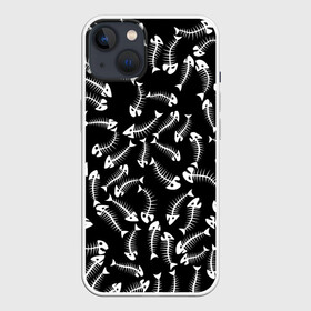 Чехол для iPhone 13 с принтом Fishbones в Кировске,  |  | bone | fish | fishbone | дохлая рыба | кости | кость | море | паттерн | рыбий скелет | рыбки | рыбы | скелет
