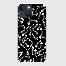 Чехол для iPhone 13 mini с принтом Fishbones в Кировске,  |  | Тематика изображения на принте: bone | fish | fishbone | дохлая рыба | кости | кость | море | паттерн | рыбий скелет | рыбки | рыбы | скелет