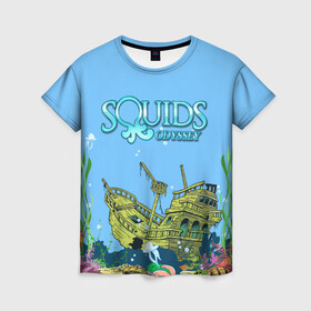 Женская футболка 3D с принтом Squids odyssey в Кировске, 100% полиэфир ( синтетическое хлопкоподобное полотно) | прямой крой, круглый вырез горловины, длина до линии бедер | ocean | sea | ship | summer | волны | океан | парусник