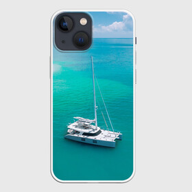 Чехол для iPhone 13 mini с принтом ПАРУСНИК | SAILBOAT (Z) в Кировске,  |  | boat | sailboat | ship | ships | кораблик | кораблики | корабль | лагуна | лодка | лодочка | мореход | одинокая лодка | парус | парусник | судно | яхта | яхты