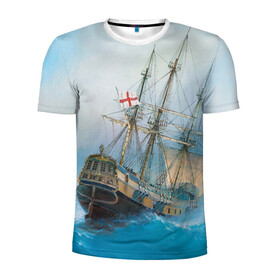 Мужская футболка 3D спортивная с принтом The Sea Devil в Кировске, 100% полиэстер с улучшенными характеристиками | приталенный силуэт, круглая горловина, широкие плечи, сужается к линии бедра | Тематика изображения на принте: ocean | sea | ship | summer | волны | океан | парусник