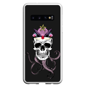 Чехол для Samsung Galaxy S10 с принтом Octo-Queen в Кировске, Силикон | Область печати: задняя сторона чехла, без боковых панелей | Тематика изображения на принте: abyss | crown | depth | ocean | octopus | queen | sea | shell | skull | water | вода | глубина | королева | корона | море | океан | осьминог | пучина | ракушка | череп