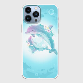 Чехол для iPhone 13 Pro Max с принтом Два дельфина в Кировске,  |  | Тематика изображения на принте: cute | dolphin | два дельфина | дельфин | дельфин в море | дельфинами | милый | мир | подводный