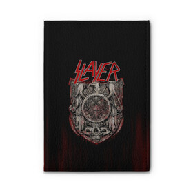 Обложка для автодокументов с принтом Slayer в Кировске, натуральная кожа |  размер 19,9*13 см; внутри 4 больших “конверта” для документов и один маленький отдел — туда идеально встанут права | groove | kerry king | metall | rock | slayer | trash