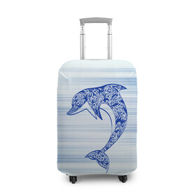 Чехол для чемодана 3D с принтом Дельфин в Кировске, 86% полиэфир, 14% спандекс | двустороннее нанесение принта, прорези для ручек и колес | cute | dolphin | два дельфина | дельфин | дельфин в море | дельфинами | милый | мир | подводный
