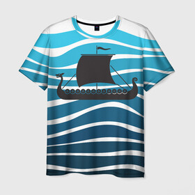 Мужская футболка 3D с принтом Корабль в Кировске, 100% полиэфир | прямой крой, круглый вырез горловины, длина до линии бедер | sailboat | кораблик | корабль | лодка | парус | паруса | парусная лодка | тату | татуировка | черные
