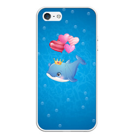 Чехол для iPhone 5/5S матовый с принтом Дельфин с воздушными шариками в Кировске, Силикон | Область печати: задняя сторона чехла, без боковых панелей | cute | dolphin | два дельфина | дельфин | дельфин в море | дельфинами | милый | мир | подводный