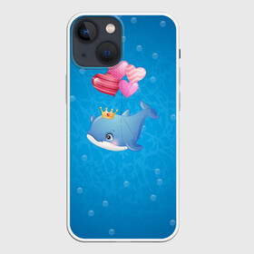 Чехол для iPhone 13 mini с принтом Дельфин с воздушными шариками в Кировске,  |  | cute | dolphin | два дельфина | дельфин | дельфин в море | дельфинами | милый | мир | подводный