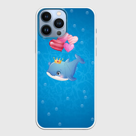 Чехол для iPhone 13 Pro Max с принтом Дельфин с воздушными шариками в Кировске,  |  | Тематика изображения на принте: cute | dolphin | два дельфина | дельфин | дельфин в море | дельфинами | милый | мир | подводный