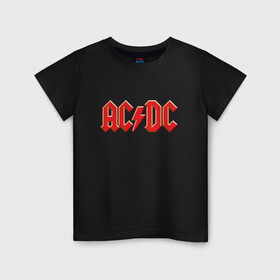Детская футболка хлопок с принтом AC/DC в Кировске, 100% хлопок | круглый вырез горловины, полуприлегающий силуэт, длина до линии бедер | ac | ac dc | ac|dc | angus young | dc. logo | hard | rock | ангус янг | логотип