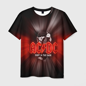Мужская футболка 3D с принтом AC/DC: Angus Young в Кировске, 100% полиэфир | прямой крой, круглый вырез горловины, длина до линии бедер | Тематика изображения на принте: ac | ac dc | ac|dc | angus young | dc. logo | hard | rock | ангус янг | логотип