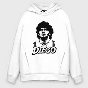 Мужское худи Oversize хлопок с принтом Dios Diego в Кировске, френч-терри — 70% хлопок, 30% полиэстер. Мягкий теплый начес внутри —100% хлопок | боковые карманы, эластичные манжеты и нижняя кромка, капюшон на магнитной кнопке | argentina | maradona | messi | sport | аргентина | гол | диего | марадона | месси | мяч | рука бога | спорт | футбол | чемпион