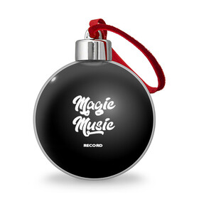 Ёлочный шар с принтом Magic Music Record White on Black в Кировске, Пластик | Диаметр: 77 мм | magic | music | record | white on black | белая | белый на черном | знаменитость | музыкант