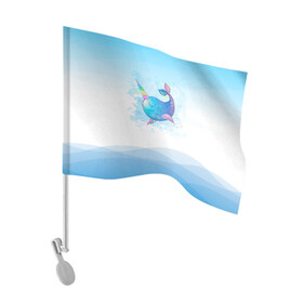 Флаг для автомобиля с принтом Дельфин единорог в Кировске, 100% полиэстер | Размер: 30*21 см | cute | dolphin | unicorn | два дельфина | дельфин | дельфин в море | дельфинами | единорог | милый | мир | подводный