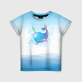 Детская футболка 3D с принтом Дельфин единорог в Кировске, 100% гипоаллергенный полиэфир | прямой крой, круглый вырез горловины, длина до линии бедер, чуть спущенное плечо, ткань немного тянется | cute | dolphin | unicorn | два дельфина | дельфин | дельфин в море | дельфинами | единорог | милый | мир | подводный