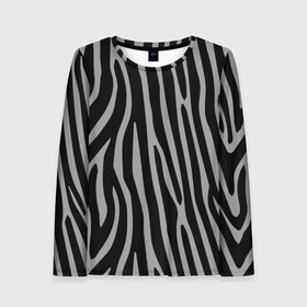 Женский лонгслив 3D с принтом Zebra Camouflage в Кировске, 100% полиэстер | длинные рукава, круглый вырез горловины, полуприлегающий силуэт | animal | blackandwhite | camouflage | stripes | zebra