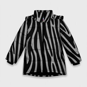 Зимняя куртка для девочек 3D с принтом Zebra Camouflage в Кировске, ткань верха — 100% полиэстер; подклад — 100% полиэстер, утеплитель — 100% полиэстер. | длина ниже бедра, удлиненная спинка, воротник стойка и отстегивающийся капюшон. Есть боковые карманы с листочкой на кнопках, утяжки по низу изделия и внутренний карман на молнии. 

Предусмотрены светоотражающий принт на спинке, радужный светоотражающий элемент на пуллере молнии и на резинке для утяжки. | animal | blackandwhite | camouflage | stripes | zebra