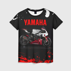 Женская футболка 3D с принтом YAMAHA [004] в Кировске, 100% полиэфир ( синтетическое хлопкоподобное полотно) | прямой крой, круглый вырез горловины, длина до линии бедер | moto | yamaha | мотоцикл | ямана | ямаха