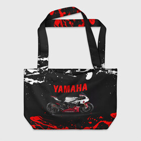 Пляжная сумка 3D с принтом YAMAHA [004] в Кировске, 100% полиэстер | застегивается на металлическую кнопку; внутренний карман застегивается на молнию. Стенки укреплены специальным мягким материалом, чтобы защитить содержимое от несильных ударов
 | moto | yamaha | мотоцикл | ямана | ямаха