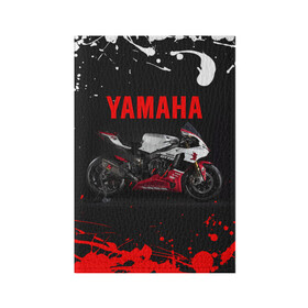 Обложка для паспорта матовая кожа с принтом YAMAHA [004] в Кировске, натуральная матовая кожа | размер 19,3 х 13,7 см; прозрачные пластиковые крепления | Тематика изображения на принте: moto | yamaha | мотоцикл | ямана | ямаха