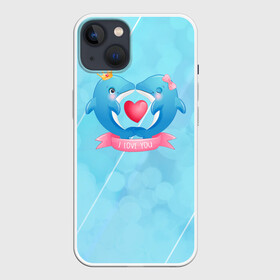 Чехол для iPhone 13 с принтом Два дельфина. I love you в Кировске,  |  | cute | dolphin | i love you | два дельфина | дельфин | дельфин в море | дельфинами | любовь | милый | мир | подводный