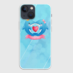 Чехол для iPhone 13 mini с принтом Два дельфина. I love you в Кировске,  |  | cute | dolphin | i love you | два дельфина | дельфин | дельфин в море | дельфинами | любовь | милый | мир | подводный