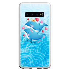Чехол для Samsung Galaxy S10 с принтом Два дельфина в Кировске, Силикон | Область печати: задняя сторона чехла, без боковых панелей | cute | dolphin | два дельфина | дельфин | дельфин в море | дельфинами | любовь | милый | мир | подводный | сердечки