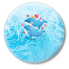 Значок с принтом Два дельфина в Кировске,  металл | круглая форма, металлическая застежка в виде булавки | cute | dolphin | два дельфина | дельфин | дельфин в море | дельфинами | любовь | милый | мир | подводный | сердечки