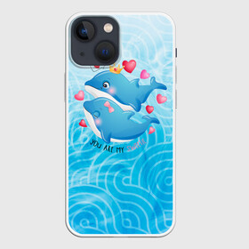 Чехол для iPhone 13 mini с принтом Два дельфина в Кировске,  |  | Тематика изображения на принте: cute | dolphin | два дельфина | дельфин | дельфин в море | дельфинами | любовь | милый | мир | подводный | сердечки