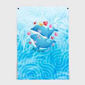Постер с принтом Два дельфина в Кировске, 100% бумага
 | бумага, плотность 150 мг. Матовая, но за счет высокого коэффициента гладкости имеет небольшой блеск и дает на свету блики, но в отличии от глянцевой бумаги не покрыта лаком | cute | dolphin | два дельфина | дельфин | дельфин в море | дельфинами | любовь | милый | мир | подводный | сердечки