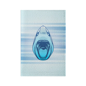 Обложка для паспорта матовая кожа с принтом Акула в Кировске, натуральная матовая кожа | размер 19,3 х 13,7 см; прозрачные пластиковые крепления | Тематика изображения на принте: shark | акула | акулы | голова | жители | клыки | море | морские | океан | пасть | рыба