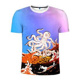 Мужская футболка 3D спортивная с принтом Осьминог в Лаве | Градиент в Кировске, 100% полиэстер с улучшенными характеристиками | приталенный силуэт, круглая горловина, широкие плечи, сужается к линии бедра | animal | beast | fade | kraken | monster | moon | ocean | octopus | sea | water | waves | вода | волны | градиент | животные | звери | кракен | лава | луна | монстр | море | небо | огонь | океан | осьминог | рыбы | щупальца