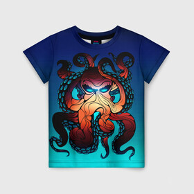 Детская футболка 3D с принтом Кракен | Octopus в Кировске, 100% гипоаллергенный полиэфир | прямой крой, круглый вырез горловины, длина до линии бедер, чуть спущенное плечо, ткань немного тянется | animal | beast | kraken | monster | ocean | octopus | sea | water | waves | вода | волны | животные | звери | кракен | монстр | море | океан | осьминог | рыбы | щупальца