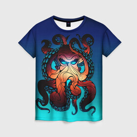 Женская футболка 3D с принтом Кракен | Octopus в Кировске, 100% полиэфир ( синтетическое хлопкоподобное полотно) | прямой крой, круглый вырез горловины, длина до линии бедер | animal | beast | kraken | monster | ocean | octopus | sea | water | waves | вода | волны | животные | звери | кракен | монстр | море | океан | осьминог | рыбы | щупальца